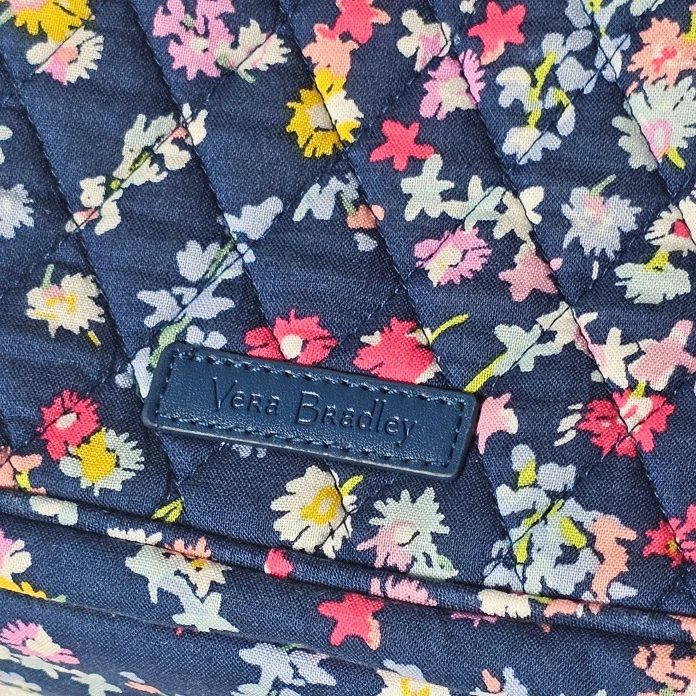 Vera Bradley Navy Floral Quilted Cotton Makeup Organizer Travel Bag 15973-R48